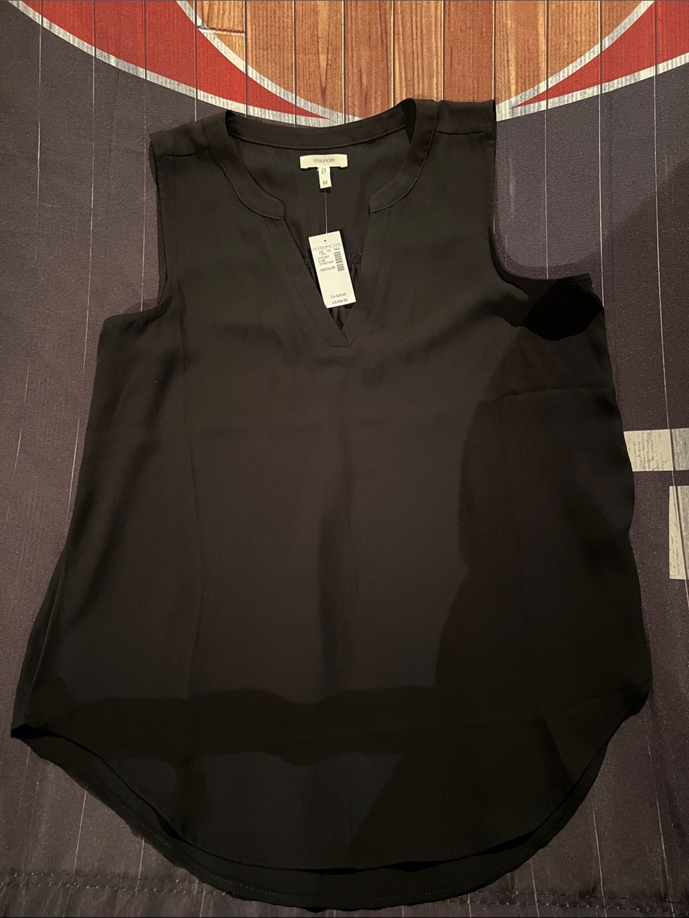 Maurices Black Sleeveless Split V-Neck Blouse